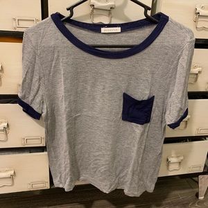 Gray & Navy Wringer Tee